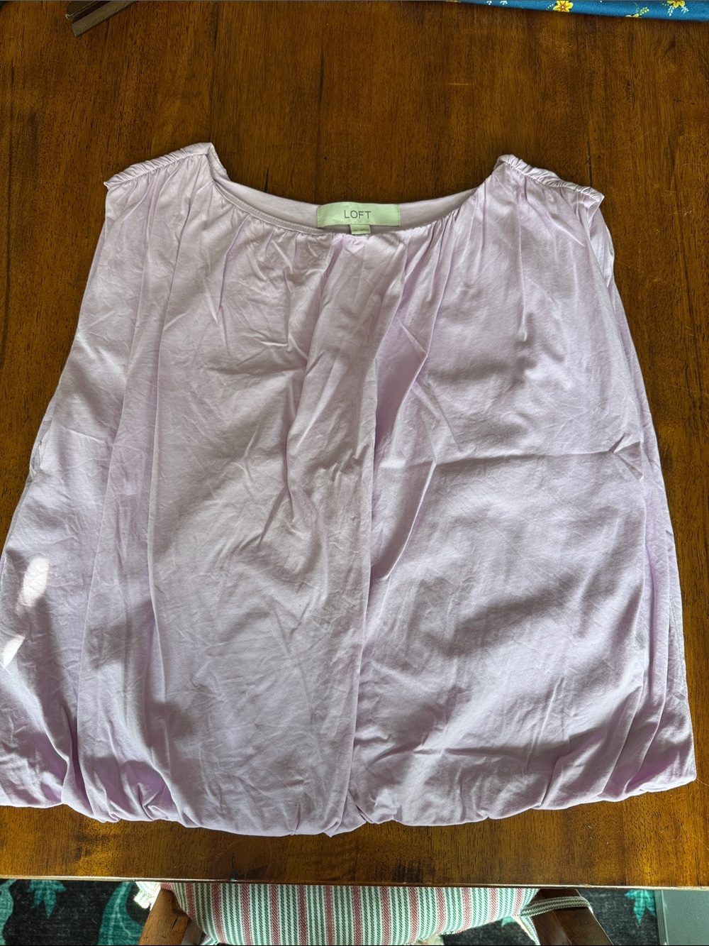 LOFT Lavender Gathered Hem Blouse